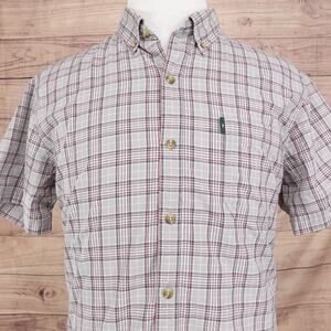 G.H. Bass & Co Shirt Mens XL Gray Plaid Button Down Short‎ Sleeve Pocket Casual